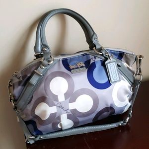 Coach OP sateen shoulder satchel blue grey